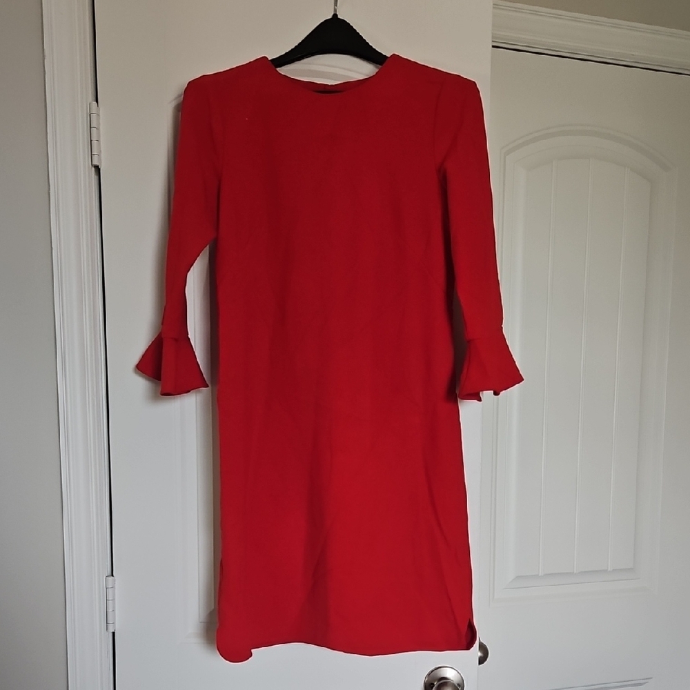 Ann Taylor Vibrant Red Long Sleeve Dress